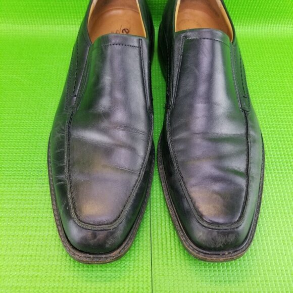 ✅Mens 44 Extra Wide ECCO Black Leather Slip on Apron Toe Dress Shoes Loafers main image 9